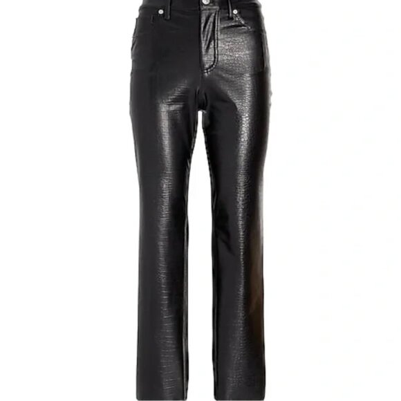 NWT Express Straight Pant Super High Rise Croc Embossed Vegan Leather Cropped 10 - Picture 15 of 15